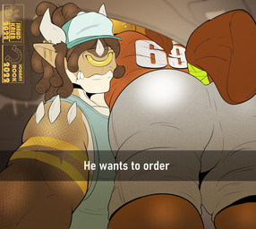 anthro baseball_cap bent_over big_butt bottomwear bulge butt car car_interior clothed clothing dreadlocks drive-thru driving duo ear_piercing facial_piercing furgonomics hair hair_bun hat headgear headwear horn industrial_piercing inside inside_car inside_vehicle jersey male muscular muscular_anthro muscular_male nose_piercing nose_ring number piercing ring_piercing selfie shirt shorts sitting tank_top teeth text topwear vehicle shawd he_wants_to_order mythology snapchat johnny_rock dragon equid equine horse mammal mythological_creature mythological_scalie scalie wingless_dragon 2022 artist_name english_text hi_res meme watermark