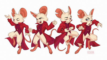 anthro clothed clothing coat eyes_closed featureless_crotch female female_anthro fur looking_at_viewer notched_ear one_eye_closed open_mouth pantsless pink_nose red_clothing red_coat red_eyes red_shirt red_topwear serious_face shirt simple_background smile solo standing tail text topwear white_background white_body white_fur wink misnova mina_the_hollower yacht_club_games mina_(mina_the_hollower) mammal mouse murid murine rodent absurd_res artist_name full-length_portrait hi_res portrait