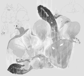 anthro balls big_balls big_butt big_penis bodily_fluids butt genitals huge_balls huge_butt huge_penis hyper hyper_balls hyper_genitalia hyper_penis male musk penis solo sweat nathyness american_mythology indigenous_north_american_mythology mythology north_american_mythology wendigo hi_res monochrome