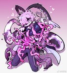 anthro bottomwear candy_gore clothed clothing female gore hair kemono kneeling painless_gore pants pink_hair purple_bottomwear purple_clothing purple_pants scarf smile solo zhang_gun xiaohen_(zhang_gun) reptile scalie snake hi_res