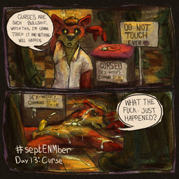 anthro balls bodily_fluids clothed clothed/nude clothing collared_shirt crowd cum cum_on_chest cum_on_face cum_on_ground cumshot cursed_object dialogue diamond_(gem) dress_shirt ejaculation erection excessive_cum excessive_genital_fluids foreskin gem genital_fluids genitals group male museum nipples nude on_ground penis profanity public public_nudity public_orgasm shirt sign solo speech_bubble text topwear yellow_penis kittee_mortis septenmber deer mammal 1:1 comic digital_media_(artwork) english_text hi_res