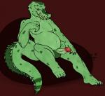 anthro balls erection genitals humanoid_genitalia humanoid_penis looking_at_viewer male nude penis simple_background solo teeth vein cautioncat crocodile crocodilian crocodylid reptile scalie 2014 signature