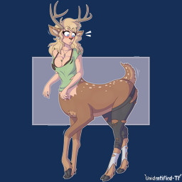 after_transformation antlers big_breasts blonde_hair blue_eyes blush bra breasts clothing cross ear_piercing female footwear freckles hair horn legwear long_hair piercing shirt socks solo standing surprised topwear torn_clothing underwear unidentified-tf deer deer_taur mammal mammal_taur new_world_deer new_world_deer_taur reindeer_taur taur 1:1 2018 absurd_res alpha_channel digital_media_(artwork) hi_res shaded story story_in_description