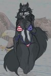 abs american_flag_bikini american_flag_underwear anthro athletic athletic_anthro athletic_female big_breasts big_butt big_ears big_tail bikini breasts butt chest_tuft claws clothing crossgender erect_nipples eyebrows fangs female flag_bikini fluffy fluffy_tail grin heterochromia markings nipples nipples_visible_through_clothing smile solo swimwear tail teeth thick_eyebrows thick_thighs tuft two-piece_swimsuit whisker_markings whisker_spots whiskers doomchik mythology balbes_(yabalbes) canid canine mammal mythological_canine mythological_creature werecanid werecanine werecreature werewolf colored_sketch guide_lines sketch