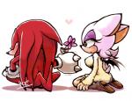 anthro blush bow_(decoration) clothed clothing duo female flower male plant simple_background text white_background urahyu sega sonic_the_hedgehog_(series) knuckles_the_echidna rouge_the_bat bat echidna mammal monotreme