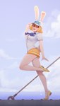 anthro blonde_hair blush breasts butt clothed clothing cloud female fur hair looking_at_viewer open_mouth outside sea short_hair simple_background sky smile solo tail text underbutt uniform water white_body white_fur mycrys one_piece carrot_(one_piece) lagomorph leporid mammal minkmen_(one_piece) rabbit absurd_res digital_media_(artwork) english_text hi_res