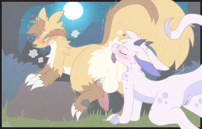 all_fours anal anthro anthro_on_feral anus backsack balls bestiality black_pawpads blush bodily_fluids brown_anus brown_body brown_fur butt claws dripping erection eyes_closed female female_anthro female_rimming_male feral fluffy fluffy_tail forest fur genital_fluids genitals grass green_sclera half-closed_eyes heart_symbol hearts_around_head horn interspecies looking_at_another looking_back looking_pleasured male male/female male_feral moon motion_lines mountain multicolored_body multicolored_fur narrowed_eyes night nude nude_anthro nude_female oral outside pawpads penis perineum plant precum precum_drip purple_body purple_scales purple_tongue raised_leg raised_tail rimming rock scales servo_(slyish) sex shaking shrub sky smile star starry_sky steam steaming_body striped_body striped_fur stripes sweat tail tail_motion tailwag tan_body tan_fur tongue tongue_out tree tremble_spikes trembling two_tone_body two_tone_fur vulva white_body graedius_(artist) nintendo pokemon generation_3_pokemon kobold linoone mammal pokemon_(species) scalie 2025 signature