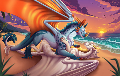 beach claws dragon_wings duo feet female feral feral_on_feral fur horn hug intimate male male/female outside paws quadruped sand scales seaside sky smile sunset water wings blackbatwolf mythology elandra_(panzer259) panzer_(panzer259) dragon furred_dragon furred_scalie mythological_creature mythological_scalie scalie digital_drawing_(artwork) digital_media_(artwork) hi_res