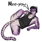 andromorph anthro bottomless clothed clothing dialogue genitals intersex looking_at_viewer presenting presenting_pussy pussy shirt solo tail tank_top topwear surreal_hd_(artist) felid mammal pantherine tiger hi_res