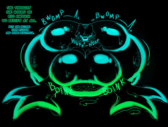 big_breasts big_butt black_background black_body black_skin blue_body bob_cut breasts butt dialogue ears_up female freckles glistening glistening_body goo_drip gradient_body green_body hair huge_breasts huge_butt hyper hyper_butt onomatopoeia open_mouth simple_background solo sound_effects text thick_thighs wide_hips p0verteils goo_creature humanoid absurd_res hi_res
