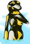 anthro biped black_eyes breasts eyelashes female holidays non-mammal_breasts solo standing water somethingrelatedtothisguy april_fools'_day tumblr tumblr_decision_2016 deborah amphibian fire_salamander salamander