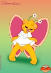 antennae_(anatomy) anthro blush clothed clothing clothing_lift eyes_closed female fur shirt shirt_lift solo topwear yellow_body yellow_fur plumpdragon disney the_wuzzles butterbear_(the_wuzzles) arthropod bear butterfly hybrid insect lepidopteran mammal wuzzle