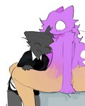 anthro biped black_body black_fur cuddling duo female fur nude nude_anthro nude_female orange_body orange_fur purple_body purple_fur slim_anthro slim_female white_eyes murace4 domestic_cat felid feline felis mammal 2024 4:5 absurd_res hi_res