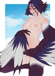 big_nipples bird_legs blue_body blue_feathers blue_hair blush breasts cloud feathers female fluffy_ears genitals hair holding_belly innie_pussy light_body light_skin nipples nude pink_nipples pregnant pregnant_female pussy short_hair smile solo talon_hands white_body white_feathers winged_arms wings tinycactus european_mythology greek_mythology mythology maggie_(alanox) avian harpy humanoid mythological_avian mythological_creature