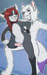 anthro balls duo erection eyewear genitals glasses hair humanoid_genitalia humanoid_penis male penis red_hair white_hair dominate_(artist) domestic_cat felid feline felis mammal 2014