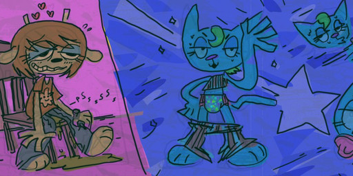 abstract_background ageplay anthro baby_bottle blue_body blue_fur bodily_fluids chair clean_diaper clothed clothing dialogue diaper door duo embarrassed female female/female fur furniture genital_fluids hair heart_symbol horn infantilism legwear object_in_mouth orange_body orange_fur pacifier pacifier_in_mouth paws peeing pose pull-ups_(diaper) relieved roleplay shirt smile sweat text topwear urine watersports wearing_diaper wet wetting cate_wurtz parappa_the_rapper sony_corporation sony_interactive_entertainment um_jammer_lammy katy_kat lammy_lamb bovid caprine felid feline mammal sheep english_text