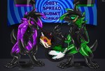 after_transformation anthro black_body drone duo feet green_body male open_mouth purple_body text hacony nintendo pokemon canid canine canis generation_7_pokemon lycanroc mammal pokemon_(species) wolf 2021 english_text