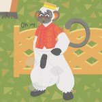 anthro balls big_balls biped clothing fur genitals hair huge_balls hyper hyper_balls hyper_genitalia male nude open_mouth penis solo nonkanin animal_crossing nintendo niko_(animal_crossing) haplorhine mammal monkey primate 1:1