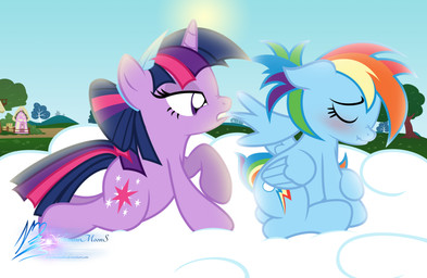 blue_body blue_feathers blue_fur blush building cloud cutie_mark duo eyes_closed feathered_wings feathers female feral fur grass hair horn house landscape multicolored_hair nature outside plant purple_body purple_eyes purple_fur purple_hair rainbow_hair red_blush sky sun text tree wings nightmaremoons friendship_is_magic hasbro my_little_pony mythology rainbow_dash_(mlp) twilight_sparkle_(mlp) equid equine mammal mythological_creature mythological_equine pegasus unicorn 2014 absurd_res hi_res url