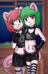 adolescent alternative_fashion anthro bottomwear clothing collar crop_top duo emo fishnet_clothing jewelry male male/male shirt shorts skirt topwear young dream_mirage dibbun_(ordosan) edgar_(ordosan) mammal murid murine rat rodent absurd_res hi_res brother_(lore) brothers_(lore) sibling_(lore)