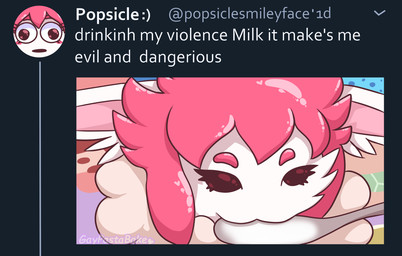anthro close-up cutlery drinking_milk ear_tuft ears_down eyebrows eyelashes female female_anthro fur hair kitchen_utensils light milk no_pupils noseless pink_eyebrows pink_hair pink_inner_ear pivoted_ears red_eyes short_hair social_media solo spoon text tools tuft username white_body white_fur gaypastabake drinkinh_my_violence_milk_it_make's_me_evil_and_dangerous mario_plus_rabbids_sparks_of_hope raving_rabbids rayman_(series) twitter ubisoft fan_character popsicle_(gaypastabake) lagomorph mammal rabbid 2024 artist_name digital_drawing_(artwork) digital_media_(artwork) english_description english_text hi_res lighting meme redraw shaded