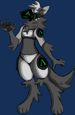 anthro fur green_eyes grey_body grey_fur lambda_symbol lambda_the_protogen machine male paws protogen_visor solo protogen alpha_channel
