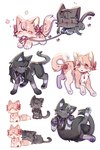 alternate_species duo female feral feralized furrification kemono leash leash_in_mouth object_in_mouth kuro_chromium puella_magi puella_magi_madoka_magica homura_akemi madoka_kaname domestic_cat felid feline felis mammal 2:3 hi_res