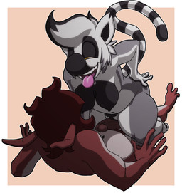3_toes 5_fingers anthro belly big_breasts biped black_body black_fur black_markings black_nipples black_tail black_vulva border breasts brown_body brown_glans brown_hair brown_penis clitoris countershade_arms countershade_legs countershade_torso countershading cowgirl_position dominant dominant_female duo ears_back erection eye_markings faceless_character faceless_male facial_markings feet female female_focus fingers from_front_position fur genitals glans grey_body grey_fur hair half-closed_eyes hand_on_hip hanging_breasts head_markings head_tuft humanoid_feet humanoid_genitalia humanoid_hands humanoid_penis interspecies kneeling leaning leaning_forward long_tail looking_at_another looking_at_partner looking_down lying male male/female markings multicolored_body multicolored_fur muzzle_(marking) narrowed_eyes navel nipples nude on_back on_bottom on_top open_mouth open_smile outline outside_border penis pink_tongue pivoted_ears plantigrade pubes pussyjob ring_(marking) ringed_tail seductive sex short_hair simple_background slightly_chubby smile snout snout_markings solo_focus straddling striped_markings striped_tail stripes tail tail_markings tan_background thick_thighs toes tongue tongue_out toony tuft two_tone_body two_tone_tail vulva white_body white_border white_countershading white_fur white_tail yellow_eyes greasedmonkey tetra_(animatics) vega_(greasedmonkey) lemur mammal primate ring-tailed_lemur stargazer_(species) strepsirrhine 2014 digital_drawing_(artwork) digital_media_(artwork) full-length_portrait hi_res portrait