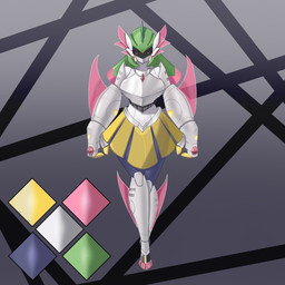 arm_blade armor big_hands biped blade bottomwear breasts clothing color_swatch digital_eyes female gauntlets gloves green_hair grey_body hair handwear highlights_(coloring) looking_at_viewer machine mask medium_breasts melee_weapon not_furry pigtails pink_highlights skirt solo text thick_thighs visor weapon wearing_mask txnuki nintendo pokemon warpina_(nickzilla) future_pokemon generation_9_pokemon humanoid hybrid iron_hands iron_valiant paradox_pokemon pokemon_(species) variant 1:1 absurd_res english_text hi_res