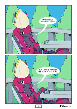 ambiguous_gender bodily_fluids chair clothing container cup dialogue electronics feral furniture genital_fluids hat headgear headwear implied_pee looking_at_viewer mitre phone plant pope religious_clothing religious_headwear sitting solo table tea_cup text tree urine watersports muzzzzz nintendo pokemon arceus generation_4_pokemon generation_5_pokemon legendary_pokemon pokemon_(species) scolipede absurd_res comic english_text hi_res male_(lore)