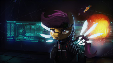 armor electronics eyewear female feral fire frown fur goggles hair monitor orange_body orange_fur purple_eyes purple_hair solo spread_wings wings paperdrop friendship_is_magic hasbro my_little_pony mythology scootaloo_(mlp) equid equine mammal mythological_creature mythological_equine pegasus 16:9 2014 hi_res widescreen