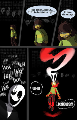 adolescent ambiguous_gender ambiguous_human black_background black_eyes bottomwear clothed clothing darkness dialogue duo hair hair_over_eyes hand_sign hand_signs laugh looking_at_another male obscured_eyes one_eye_closed pants possession pupils question_mark red_light shadow shirt simple_background speech_bubble talking_to_another text topwear void_background white_body white_pupils young young_human lynxgriffin deltarune undertale undertale_(series) gaster kris_dreemurr human humanoid mammal 2022 comic digital_media_(artwork) english_text hi_res