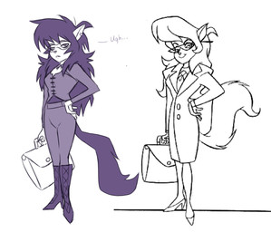 alternate_costume alternative_fashion anthro belt biped black_hair boots breasts briefcase clothing ear_piercing eyewear female footwear frown glasses goth hair hand_on_hip high_heeled_boots high_heels holding_object multiple_poses necktie piercing pose shoes simple_background smile solo white_background plagueofgripes hanna-barbera swat_kats callie_briggs domestic_cat felid feline felis mammal 2016 hi_res