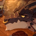 alcohol anthro beer beverage black_sclera brown_body brown_horn cheek_spikes facial_piercing facial_spikes food horn male mouth_closed nose_piercing nose_ring piercing pupils ring_piercing septum_piercing septum_ring side_view slit_pupils solo spikes spikes_(anatomy) tan_body yellow_eyes corzh77 mythology dragon mythological_creature mythological_scalie scalie 1:1 hi_res