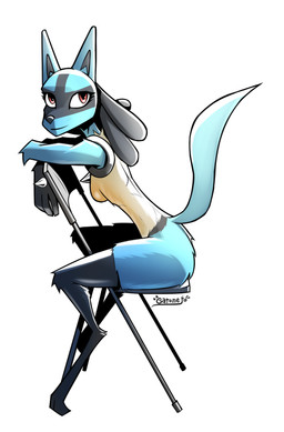 anthro black_body black_fur blue_body blue_fur breasts chair chest_spike digitigrade eyeliner female female_anthro folding_chair fur furniture hand_spike looking_at_viewer makeup multicolored_body multicolored_fur on_chair pokemorph raised_tail simple_background sitting sitting_on_chair slim slim_anthro slim_female small_breasts solo spikes spikes_(anatomy) tail thick_thighs white_background wide_hips gatonejo nintendo pokemon generation_4_pokemon lucario pokemon_(species) 2025 absurd_res hi_res signature