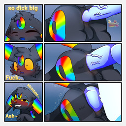 anal anal_penetration ass_up big_penis blue_penis blush bodily_fluids border crying dialogue duo eyes_closed feral genitals groan knot male male/male penetration penile penile_penetration penis penis_in_ass profanity sex tears text white_border yellow_sclera xevie_eevee_(artist) nintendo pokemon fan_character lipe_(character) xevie_eevewhite_(character) eeveelution generation_2_pokemon pokemon_(species) umbreon 1:1 comic english_text hi_res