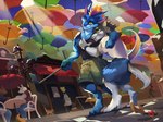 alley anniversary cafe group male raining selfie tail tourist umbrella zephyxus mythology teryx favonius teryx_commodore canid canine canis dragon mammal mythological_creature mythological_scalie scalie wolf 4:3 hi_res