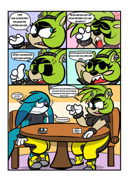 accessory anthro blue_eyes bottomwear bracelet card card_deck card_game clothed clothed_anthro clothed_female clothed_male clothing crop_top cuff_bracelet dialogue duo ear_piercing ear_ring female footwear fully_clothed fully_clothed_anthro fully_clothed_female fully_clothed_male gaming hair_accessory hairband jewelry male pants piercing purple_eyes quills_(anatomy) ring_piercing shirt shoes speech_bubble strip_game strip_games strip_gaming text topwear white_sclera kaokaoarts oddkao idw_publishing sega sonic_the_hedgehog_(comics) sonic_the_hedgehog_(idw) sonic_the_hedgehog_(series) kitsunami_the_fennec surge_the_tenrec afrosoricid canid canine fennec_fox fox mammal tenrec true_fox absurd_res comic english_text hi_res