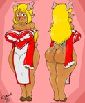 anthro apron apron_only armwear big_breasts big_butt blush breasts butt christmas_armwear christmas_clothing cleavage clothed clothing curvy_figure female holidays hourglass_figure solo orangejuicemann christmas deltarune undertale_(series) noelle_holiday deer mammal new_world_deer reindeer absurd_res hi_res