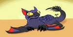 angry beak black_claws blue_body blue_fur claws derp_eyes feral fur lying scales simple_background solo wings yellow_eyes johnnythecheesy capcom monster_hunter flying_wyvern nargacuga hi_res