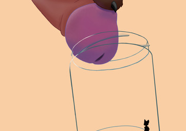 anthro container duo extreme_size_difference genitals humanoid_genitalia humanoid_penis jar male micro penis size_difference trapped chibon felid feline mammal absurd_res hi_res