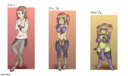 base_one_layout basic_sequence big_breasts blue_eyes blush bottomwear breast_growth breasts brown_hair clothing female footwear gender_transformation green_body growth hair hand_on_breast high_heels human_to_humanoid humanoid_pointy_ears linear_sequence male mtf_transformation navel nipples not_furry one_row_layout pants pigtails pointy_ears shoes short_stackification shortstack shortstack_female shrinking simple_background size_transformation smile solo species_transformation standing three_frame_image three_frame_sequence transformation transformation_sequence wide_hips ghostbun goblin human humanoid mammal 2019 5:3 hi_res sequence