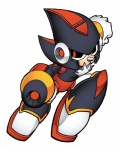 anthro arm_cannon black_body machine male red_body robotization solo unknown_artist capcom mega_man_(series) sega sonic_the_hedgehog_(series) worlds_collide roboticized_masters shadow_man_(worlds_collide) shadow_the_hedgehog eulipotyphlan hedgehog mammal robot robot_master hi_res