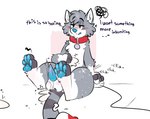 anthro balls blush bodily_fluids bored collar cum genital_fluids genitals male masturbation pawpads paws penis solo text toony conditional_dnp sadcat16hrz douglas_cat domestic_cat felid feline felis mammal english_text