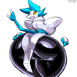 anthro big_breasts big_butt blue_eyes breasts butt empty_eyes female floating_hands huge_butt hyper hyper_butt looking_at_viewer looking_back machine simple_background solo tail white_background yellow_eyes rohan_furries deltarune undertale_(series) tasque_manager android darkner felid feline mammal robot 2024 hi_res