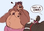 anthro belly bent_over bottomwear bow_tie butt clothing duo inviting jockstrap looking_at_butt male male/male moobs nipples overweight overweight_anthro overweight_male presenting presenting_hindquarters raised_arm shorts smile text underwear borkbawbaw baw_(borkbawbaw) jan_(bearafterall) bear canid canine canis domestic_dog mammal colored_sketch english_text sketch