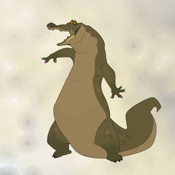 3_toes 4_fingers anthro belly big_tail claws colored_nails feet fingers green_body happy male nails open_mouth open_smile orange_eyes sharp_teeth short_arms silly smile solo spiral_knees standing tail tailbutt teeth thick_tail toes toony yellow_sclera ikaro wallace crocodile crocodilian reptile scalie 1:1 absurd_res hi_res