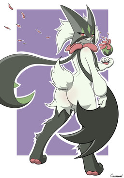 anthro female solo nintendo pokemon generation_9_pokemon humanoid meowscarada pokemon_(species) hi_res