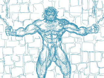 bodily_fluids body_hair bound captured chain chest_hair dungeon erection eyes_closed facial_piercing fangs genital_piercing genitals growth hairy humanoid_genitalia humanoid_penis humanoid_pointy_ears male muscle_growth muscular muscular_male nipple_piercing nipples no_pupils nose_piercing open_mouth penis penis_piercing piercing pointy_ears pubes saliva solo sweat tattoo teeth transformation transformation_sequence cidius humanoid mammal orc 4:3 monochrome