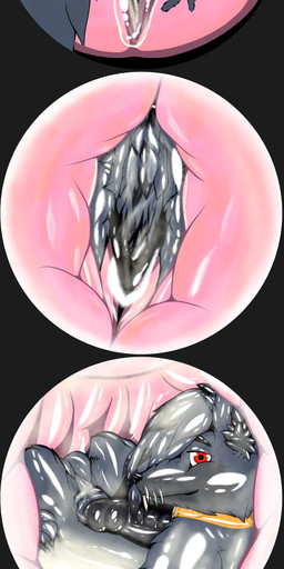 animal_genitalia anthro barbel_(anatomy) black_penis bodily_fluids camera_view cock_vore collar cum cum_bath cum_pool duo ear_piercing ear_ring erection flesh_tunnel flesh_whiskers fur genital_fluids genitals glistening glistening_body glistening_eyes glistening_fur glistening_genitalia glistening_penis gold_(metal) gold_collar gold_ear_ring gold_ring grey_body grey_fur inner_ear_fluff inside_balls internal internal_vore knot light male male/male metal_collar mohawk object_in_urethra penetration penile penis piercing pink_penis precum red_eyes ring ring_piercing safe_vore sheath snaggle_tooth tail translucent_body_parts tuft unusual_anatomy unusual_genitalia unusual_penis urethral urethral_penetration vore wet wet_body wet_fur whiskers willing_prey prestosquesto mythology sykes_(matinus) canid canine dragon mammal maned_wolf mythological_creature mythological_scalie scalie 1:3 absurd_res cel_shading hi_res lighting shaded shaded_line_art